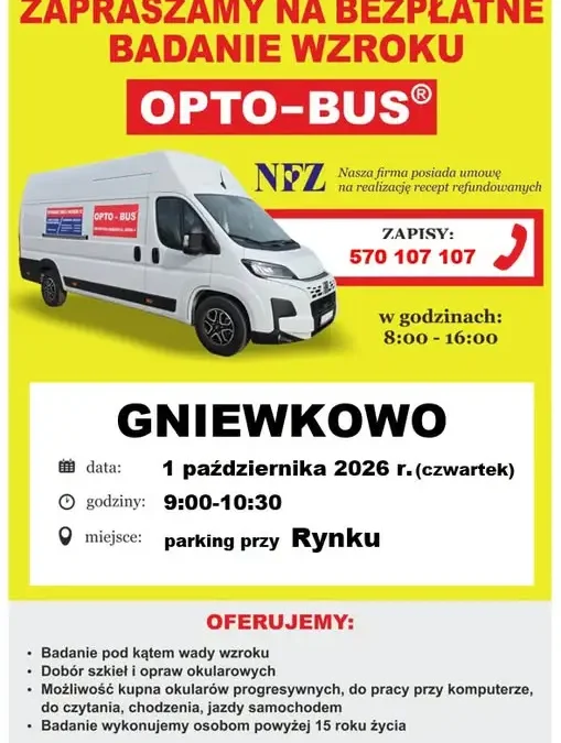 Bezpłatne badanie wzroku w Gniewkowie – 1 października 2026
