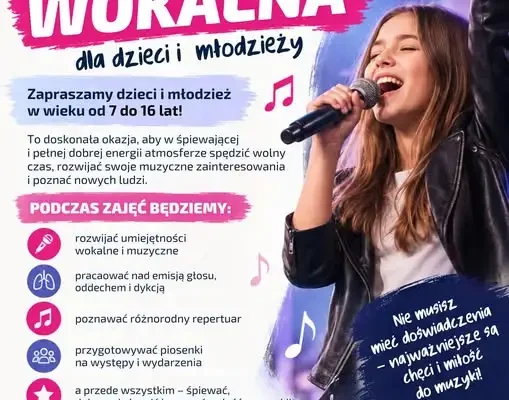 GOKSiR w Dąbrowie Biskupiej zaprasza na zajęcia sekcji wokalnej dla dzieci i młodzieży