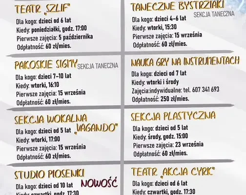 Ostatnie dni zapisów na zajęcia artystyczne w Ośrodku Kultury i Turystyki w Pakości