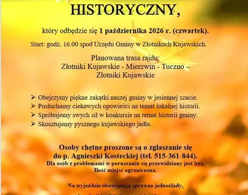 Rajd historyczny po gminie Złotniki Kujawskie – zapisy trwają
