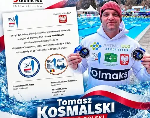 Tomasz Kosmalski z Inowrocławia w kadrze Polski na MŚ w pływaniu ekstremalnym