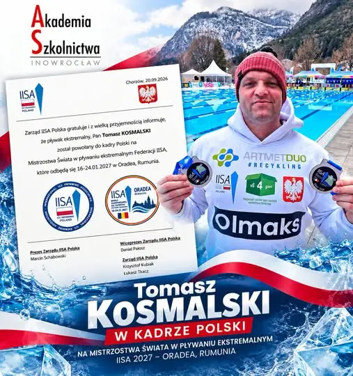 Tomasz Kosmalski z Inowrocławia w kadrze Polski na MŚ w pływaniu ekstremalnym