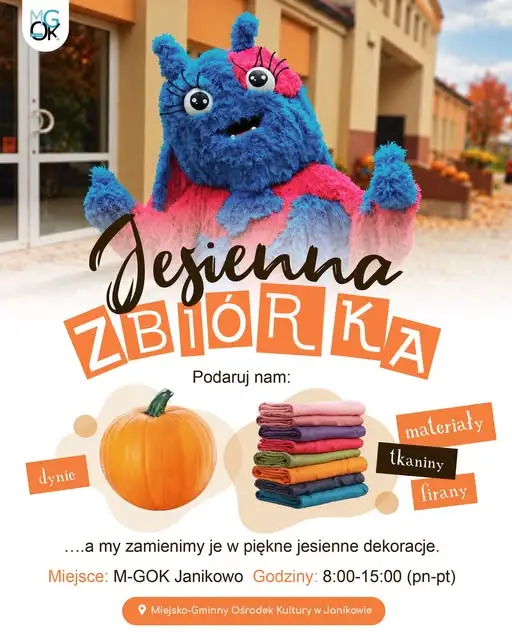 M-GOK Janikowo zbiera dynie i tkaniny na jesienne dekoracje