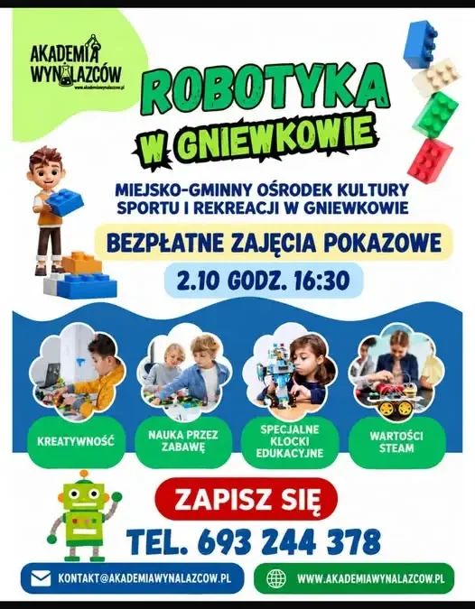 Bezpłatne zajęcia z robotyki dla dzieci w Gniewkowie – 2 października