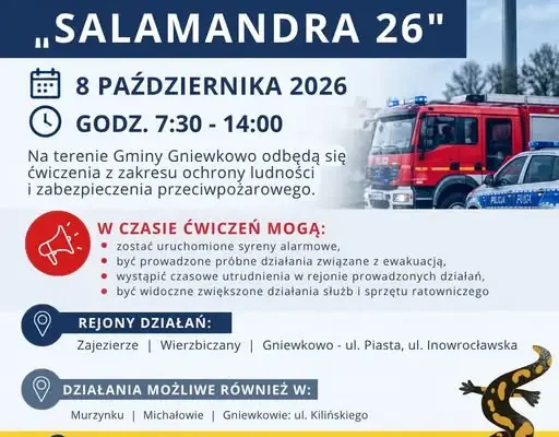 Ćwiczenia „Salamandra 26” w gminie Gniewkowo – 8 października 2026
