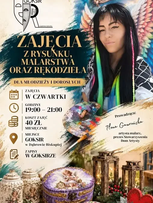 Kreatywne czwartki w GOKSiR Dąbrowa Biskupia – rysunek, malarstwo i rękodzieło