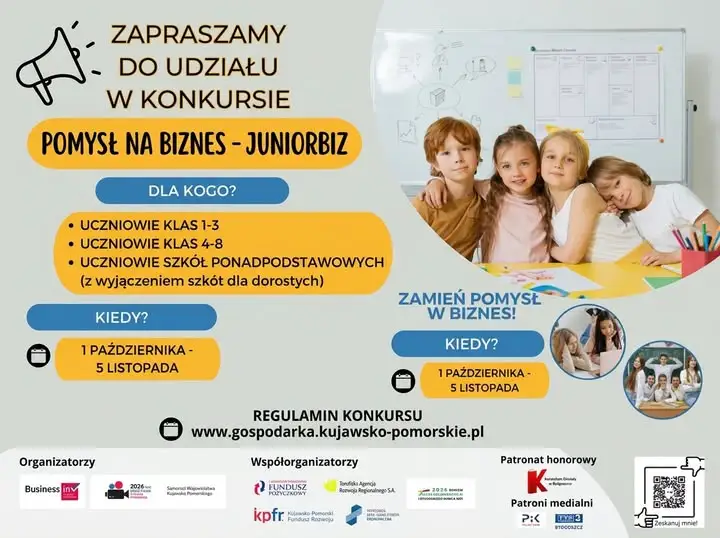 Juniorbiz 2026: konkurs dla młodych przedsiębiorców z Kujaw i Pomorza