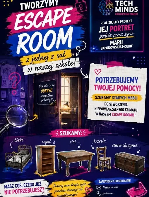 Szkoła w Janikowie tworzy Escape Room o Marii Skłodowskiej-Curie i prosi o pomoc w zbieraniu rekwizytów