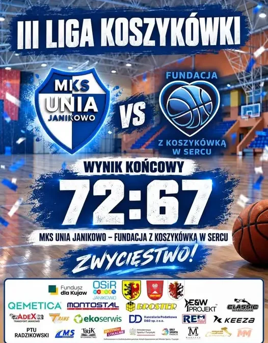 MKS Unia Janikowo wygrywa pierwszy mecz w III Lidze Koszykówki
