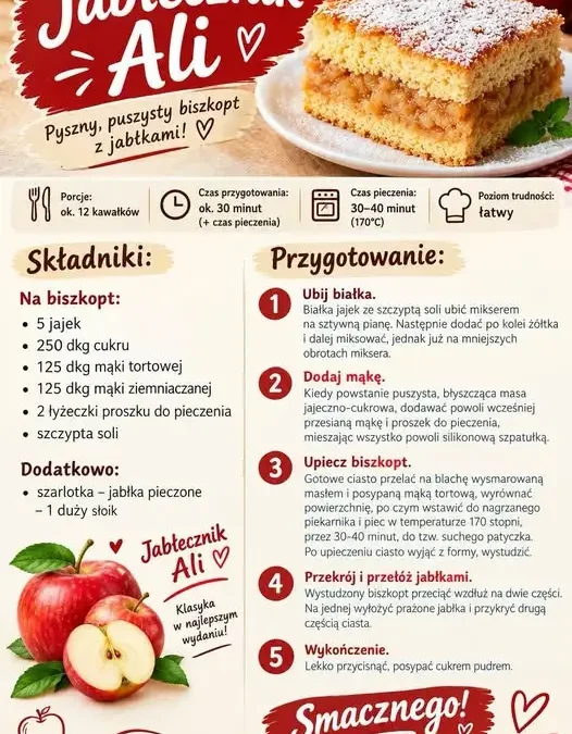 Jabłecznik Ali – kulinarna propozycja od członków PTTK Kruszwica
