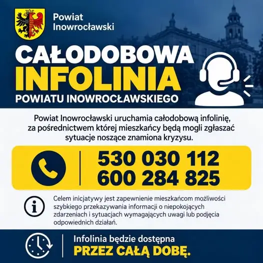 Powiat Inowrocławski uruchamia całodobową infolinię kryzysową