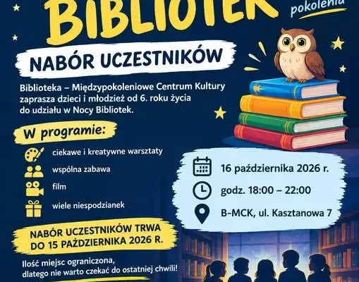 Noc Bibliotek w B-MCK — zapisy trwają do 15 października