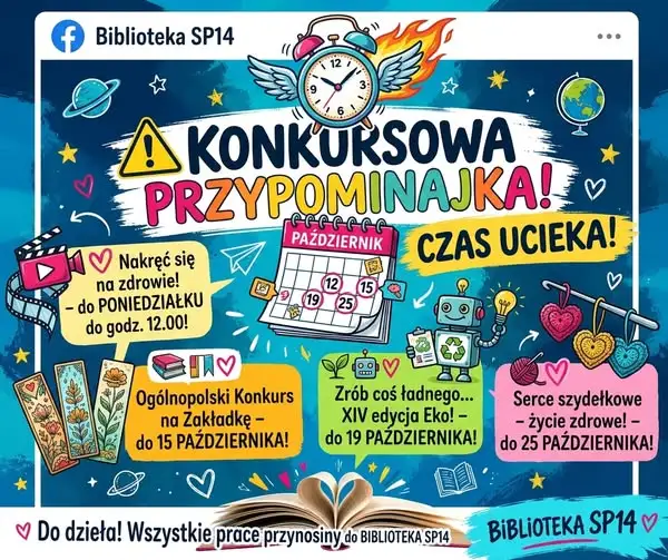 Biblioteka SP14 przypomina: trwają konkursy, terminy tuż-tuż!