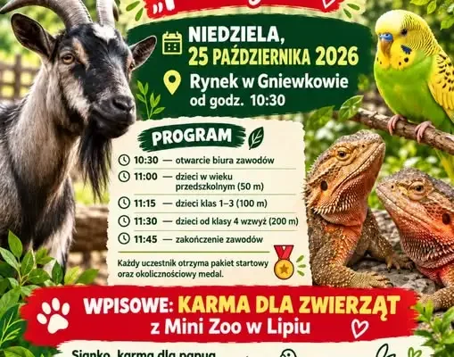 Bieg „Pomagam” w Gniewkowie – sport i pomoc dla zwierząt z Mini Zoo w Lipiu
