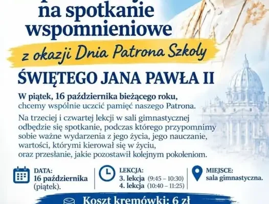 Dzień Patrona w szkole – spotkanie o Janie Pawle II i kremówki na misję w Kamerunie
