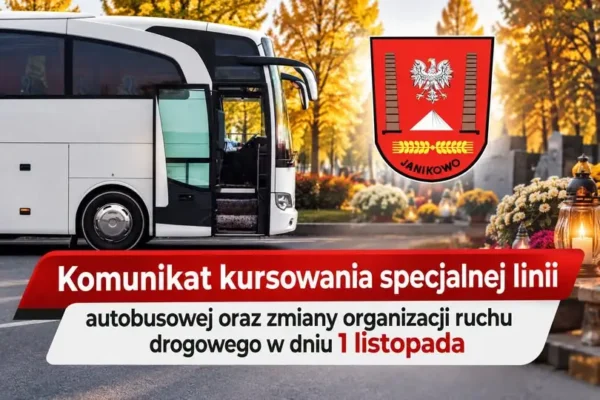 Janikowo: Zmiany w organizacji ruchu i darmowe autobusy na cmentarz 1 listopada