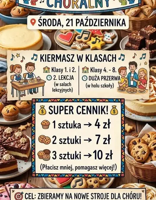 Kiermasz słodkości w szkole – wsparcie dla chóru Piccoli Soli