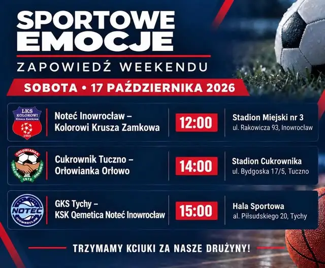 Sportowy weekend w Inowrocławiu: sprawdź harmonogram meczów