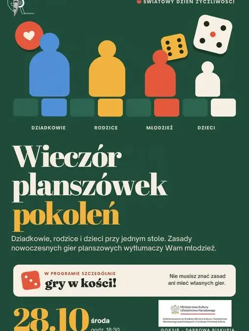 Międzypokoleniowy wieczór planszówek w GOKSiR Dąbrowa Biskupia