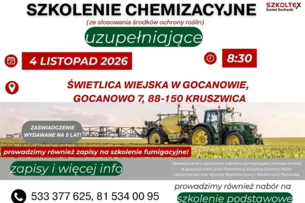 Szkolenie chemizacyjne dla rolników w Gocanowie – 4 listopada