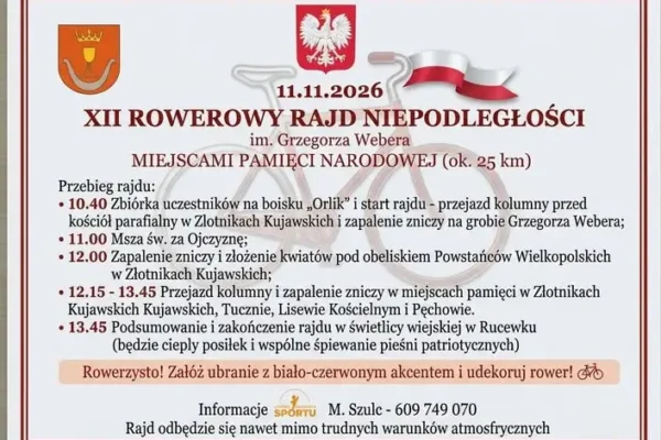Rowerowy Rajd Niepodległości w gminie Złotniki Kujawskie – zapisy do 8 listopada