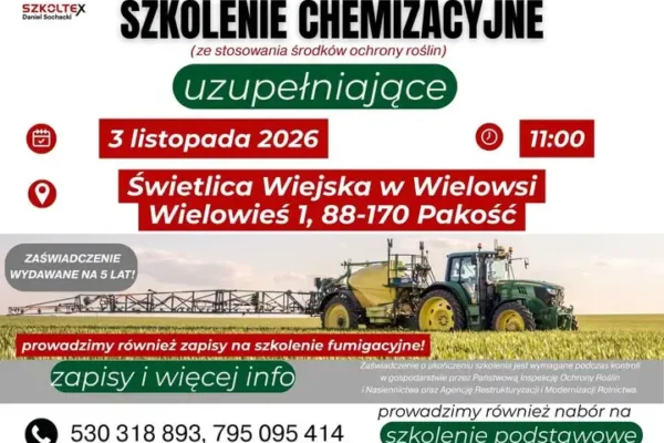 Szkolenie chemizacyjne dla rolników w Wielowsi – 3 listopada 2026